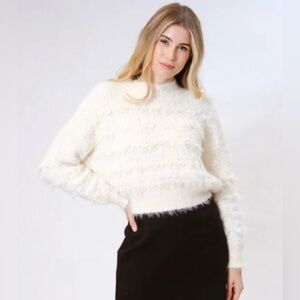 Area Stars Leila Cropped Sweater Ivory Size Medium NWT